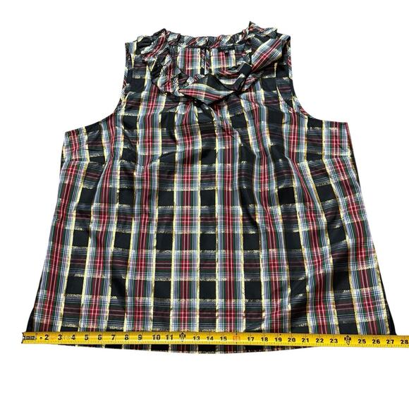 Talbots Plus Bow And Ruffle Neck Heritage Shell Blouse Celebrate Plaid Size 2X - Picture 8 of 14